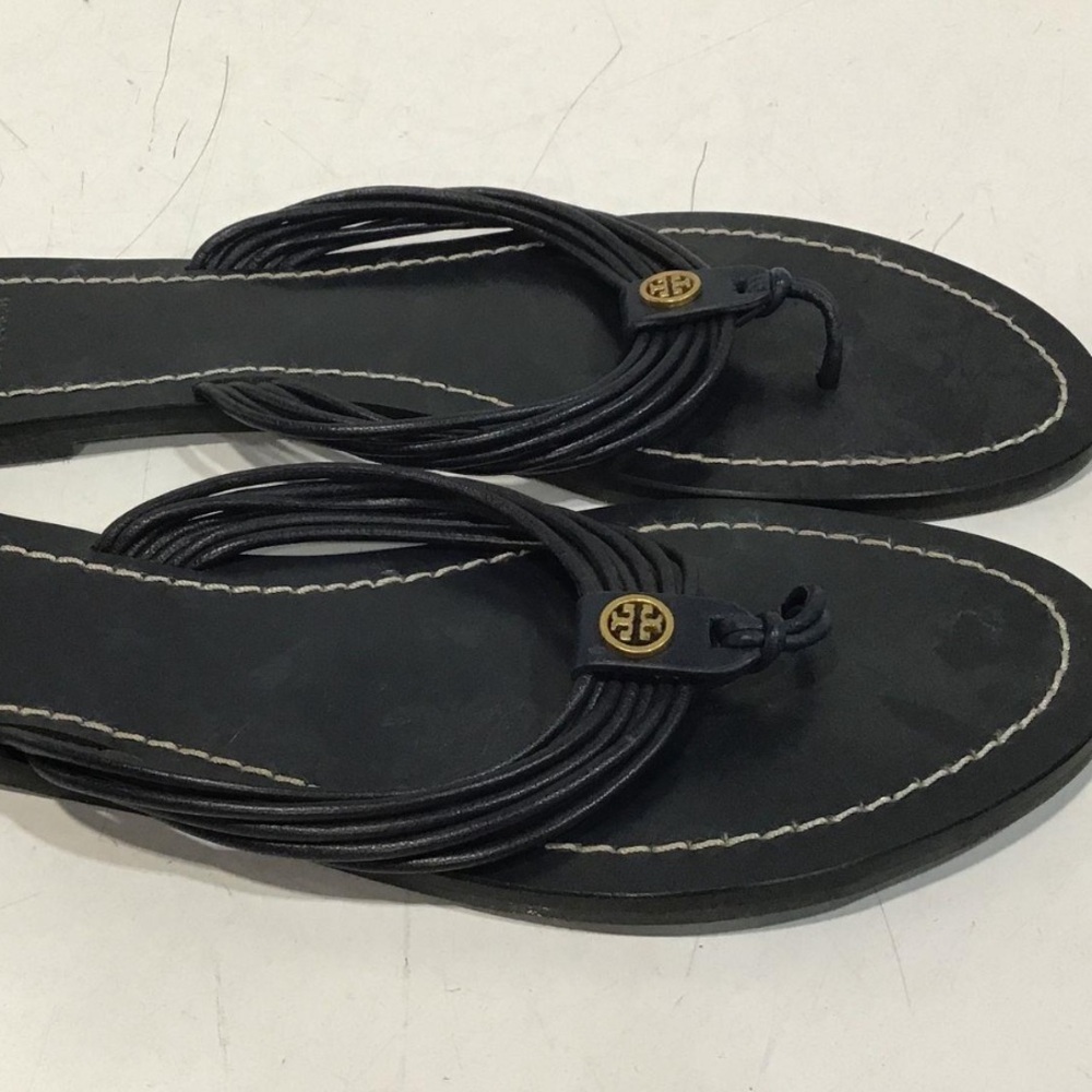 Women’s Tory Burch Black Leather Strappy Thong Sandals Size 8.5M
